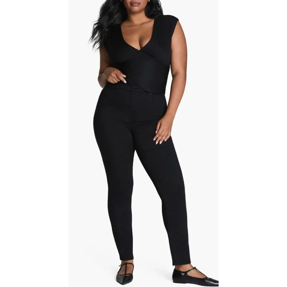 Spanx Black Skinny Jeans High Rise Stretch Denim Pants Womens Size Medium